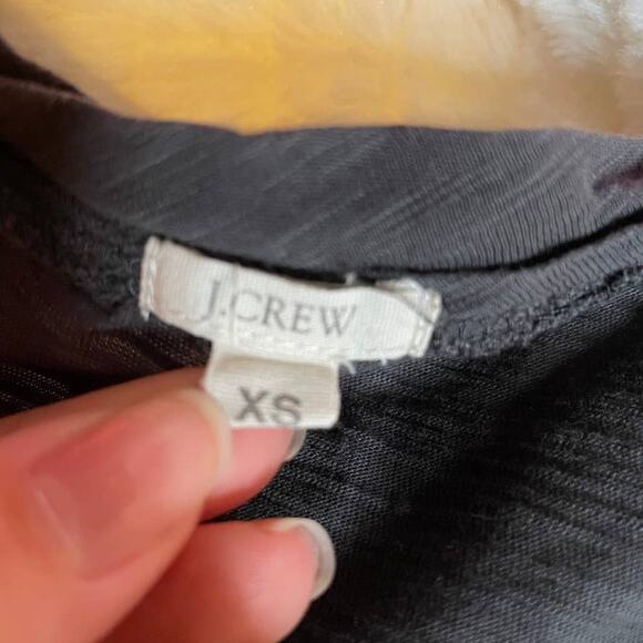 JCREW Grey Extra Small XS Silk Sleeve Rope Neckline Short Sleeve Top Shirt - Picture 3 of 4